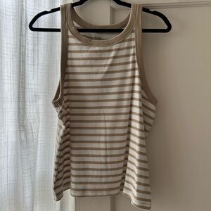 GAP Ribbed Tank in Cream and White Stripe in Size XL